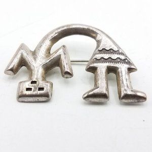 Native American signed Felix Joe FJ Navajo 925 Sterling Silver Pin 1.5" 6.6g